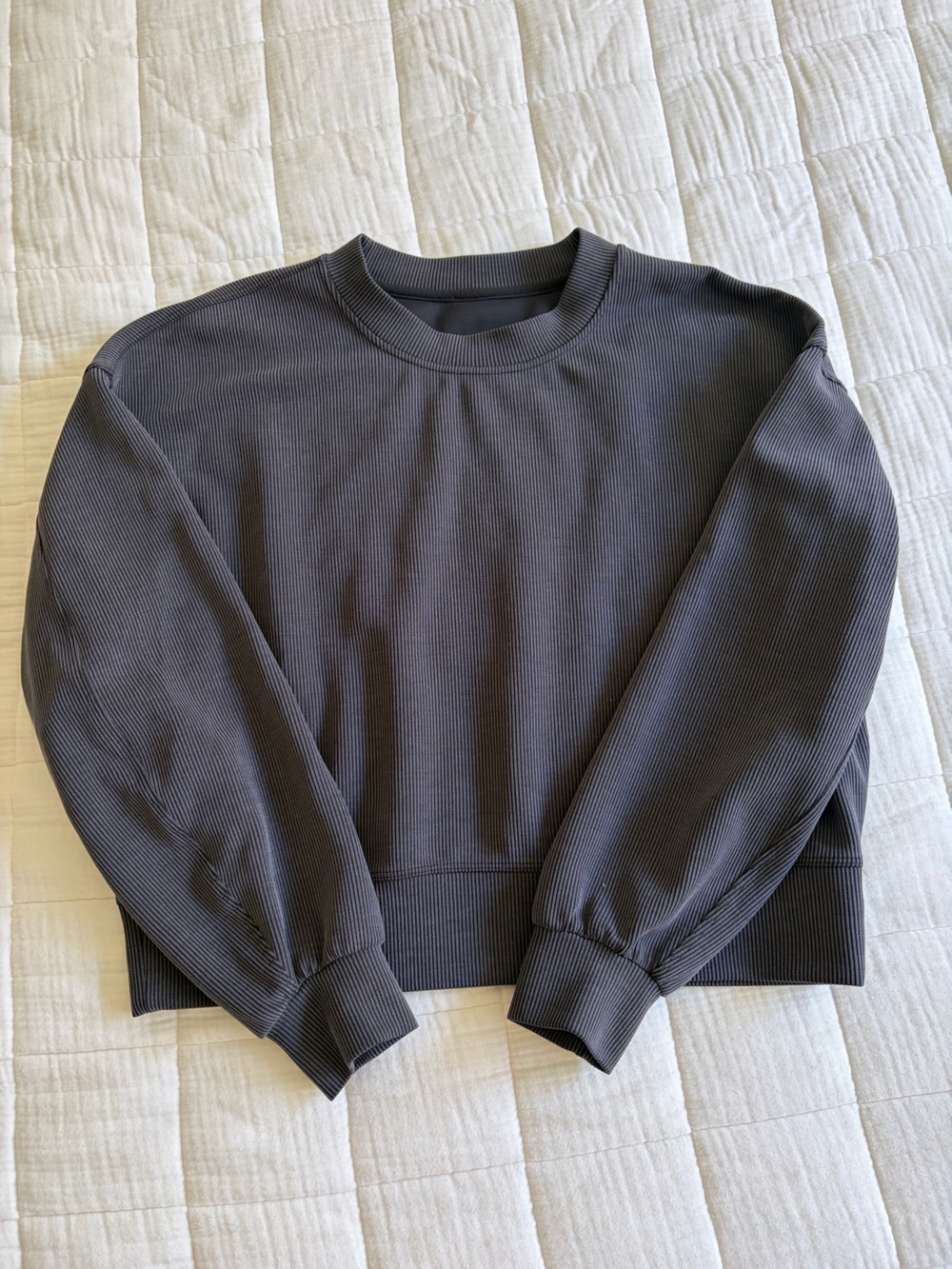 Women’s Lululemon Ribbed Crewneck Sweater - Charcoal Gray Softstream